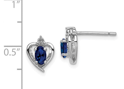 Sterling Silver Rhodium-plated Created Sapphire & Diam. Earrings (Style QBE19SEP)