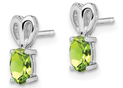Sterling Silver Rhodium-plated Peridot Earrings (Style QBE20AUG)