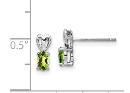 Sterling Silver Rhodium-plated Peridot Earrings (Style QBE20AUG)