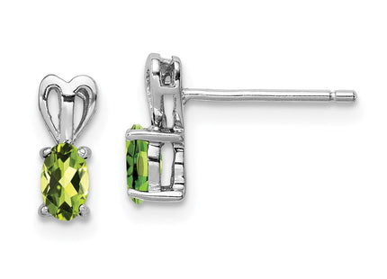 Sterling Silver Rhodium-plated Peridot Earrings (Style QBE20AUG)