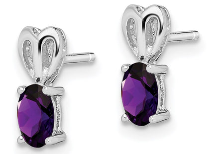 Sterling silver amethyst earrings, alternate view