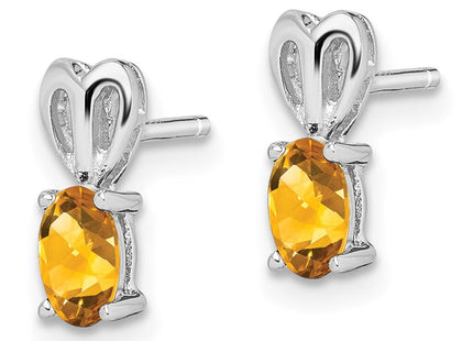 Sterling Silver Rhodium-plated Citrine Earrings (Style QBE20NOV)