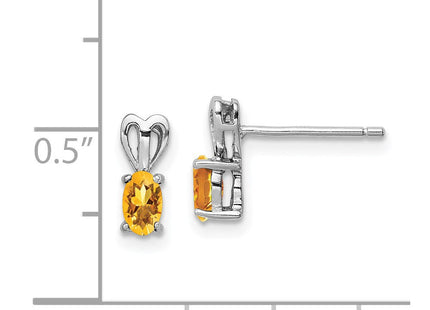 Sterling Silver Rhodium-plated Citrine Earrings (Style QBE20NOV)