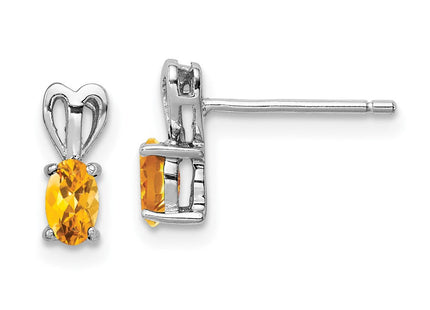 Sterling Silver Rhodium-plated Citrine Earrings (Style QBE20NOV)