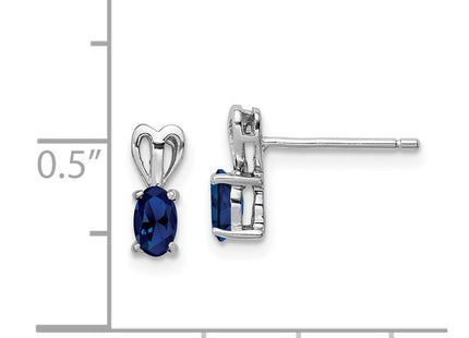 Sterling Silver Rhodium-plated Created Sapphire Earrings (Style QBE20SEP)