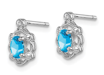 Sterling silver blue topaz earrings, alternate view