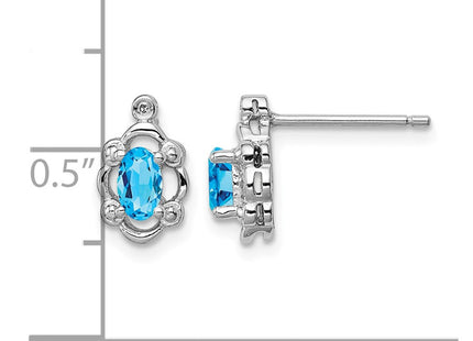 Sterling silver blue topaz earrings, further view