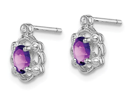 Sterling silver amethyst earrings, alternate view