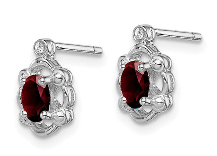 Sterling silver garnet earrings, alternate view