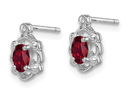 Sterling silver ruby earrings, alternate view