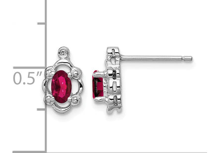 Sterling silver ruby earrings, further view