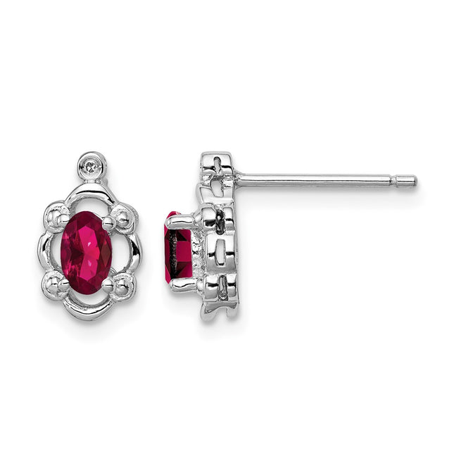 Sterling silver ruby earrings
