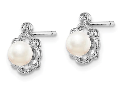 Sterling silver pearl earrings, alternate view