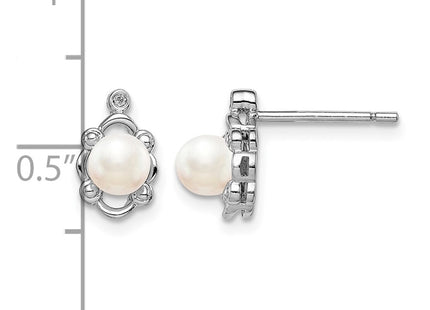 Sterling silver pearl earrings, further view