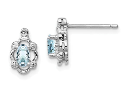 Sterling Silver Earrings Style QBE21MAR - Classique Jewelry Inc.