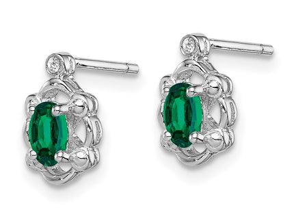 Sterling silver emerald earrings, alternate view