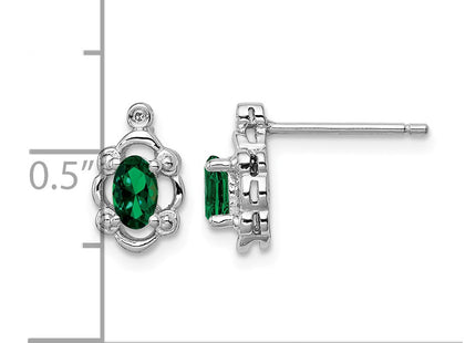 Sterling silver emerald earrings, further view