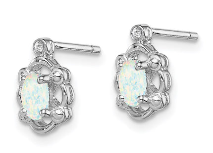 Sterling silver opal earrings, alternate view
