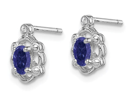 Sterling silver sapphire earrings, alternate view