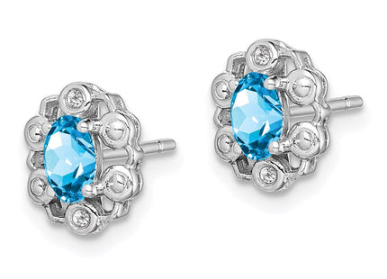 Sterling silver blue topaz earrings, alternate view