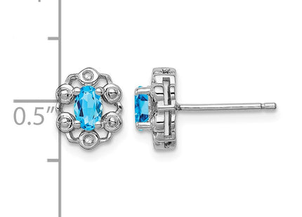 Sterling silver blue topaz earrings, further view