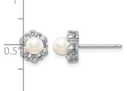 Sterling silver pearl earrings, further view