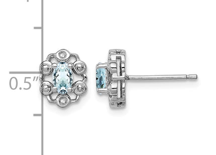 Sterling silver aquamarine earrings, further view