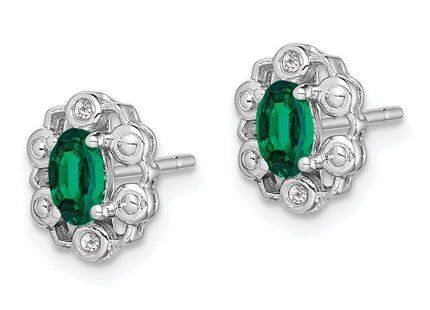 Sterling silver emerald earrings, alternate view