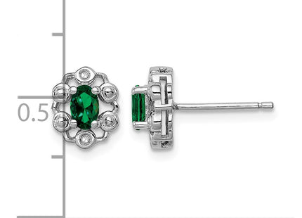 Sterling silver emerald earrings, further view