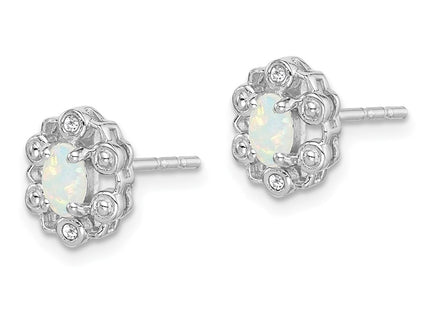 Sterling silver opal earrings, alternate view