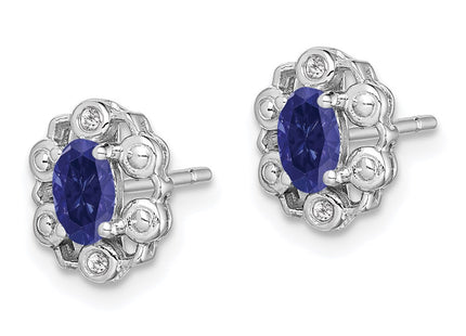 Sterling silver sapphire earrings, alternate view