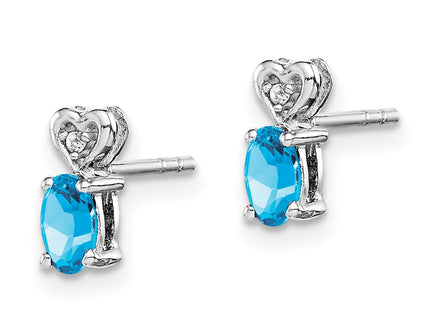 Sterling silver blue topaz earrings, alternate view