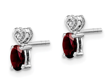 Sterling silver garnet earrings, alternate view