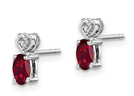 Sterling silver ruby earrings, alternate view