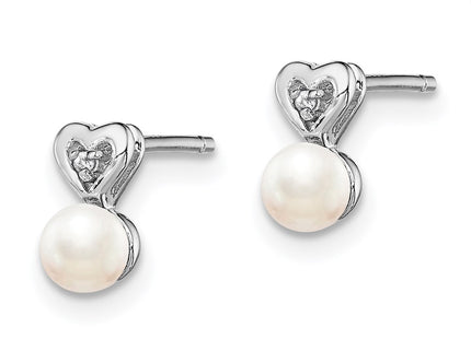 Sterling silver pearl earrings, alternate view
