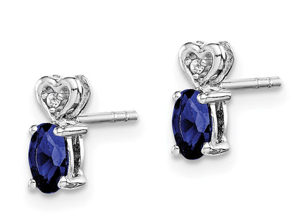 Sterling silver sapphire earrings, alternate view