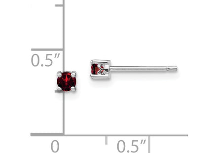 Sterling Silver Rhodium-plated Round Garnet Post Earrings (Style QBE25JAN)