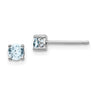 Sterling Silver Rhodium-plated Round Aquamarine Post Earrings