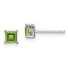 Sterling Silver Rhodium-plated Princess Peridot Post Earrings