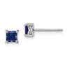 Sterling Silver Rhod-pltd Princess Created Sapphire Post Earrings