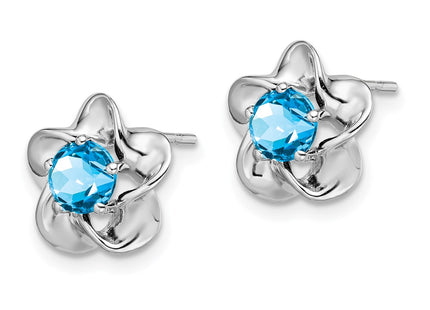 Sterling silver blue topaz earrings, alternate view