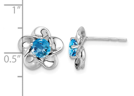 Sterling silver blue topaz earrings, further view
