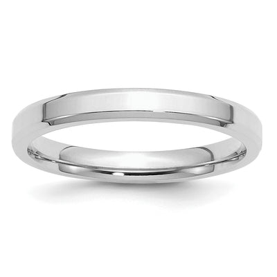 Sterling Silver Rhodium-plated Beveled Edge Band