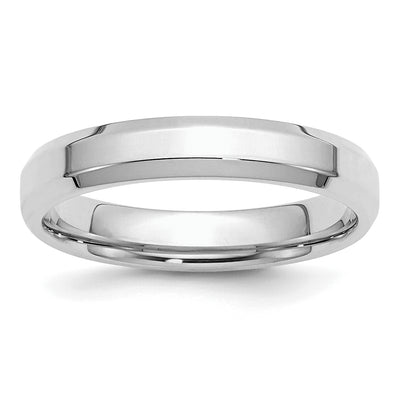 Sterling Silver Rhodium-plated Beveled Edge Band