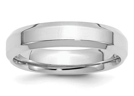 Sterling Silver Rhodium-plated Beveled Edge Band