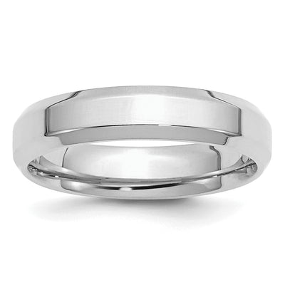 Sterling Silver Rhodium-plated Beveled Edge Band