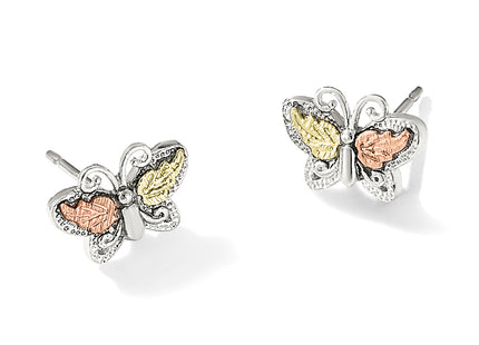 Landstrom's Mt. Rushmore Black Hills Sterling Silver 12K Gold Accents Butterfly Post Stud Earrings