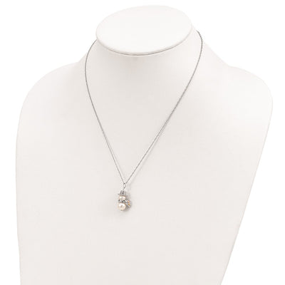 Landstrom's Mt. Rushmore Black Hills Sterling Silver 12K Gold Accents Imitation Pearl Snowman Spring Ring Clasp Necklace