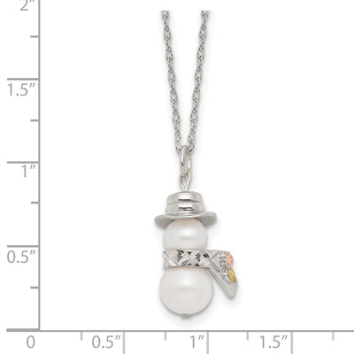 Landstrom's Mt. Rushmore Black Hills Sterling Silver 12K Gold Accents Imitation Pearl Snowman Spring Ring Clasp Necklace