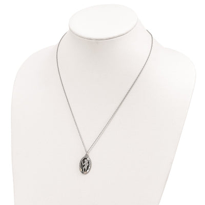 Landstrom's Mt. Rushmore Black Hills Sterling Silver 12K Gold Accents Antiqued St. Christopher Protect Us Spring Ring Clasp Necklace